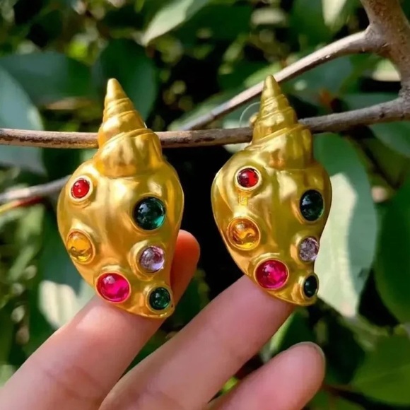 Zara Gold Colorful Shell Earrings - Picture 4 of 14